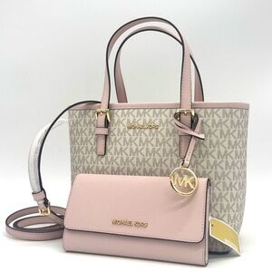 Michael Kors Jet Set Travel Top-Zip Tote Bag & Trifold Wallet Powder Blush Set